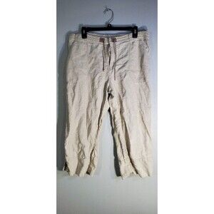 Women's DKNY Jean 100% Linen Capri Style Mid Length Pants 14